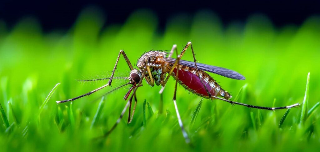 Close-up of a mosquito on grass