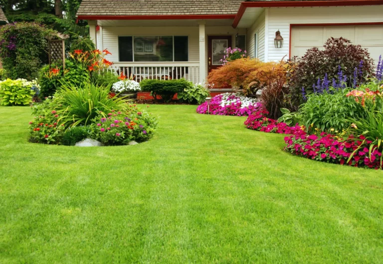 home with beautiful lawn after Organic Lawn Fertilization.
